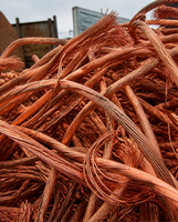 A heap of bare bright copper scrap wire